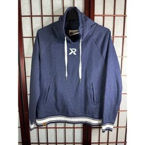 Holloway Ladies Medium cowl neck sweatshirt soft Navy blue with white stripe